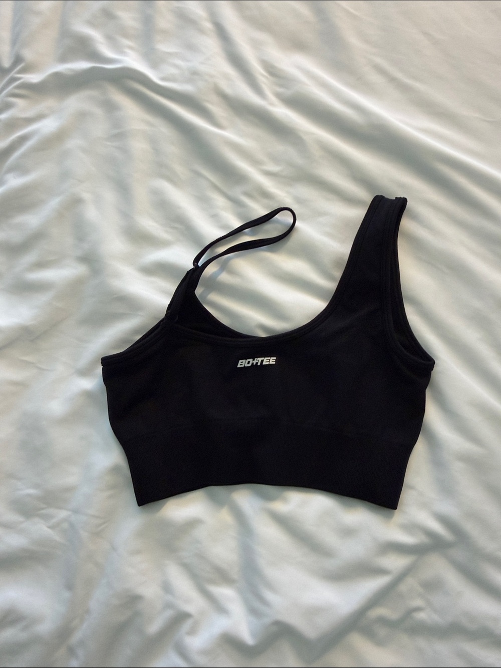 BO+TEE Asymmetrical Black Sports Bra